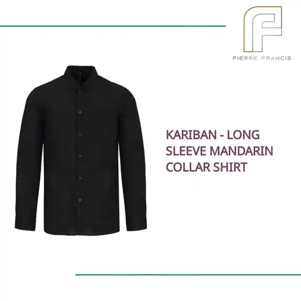 Kariban - Long Sleeve Mandarin Collar Shirt by@Outfy