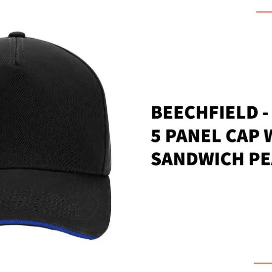 Beechfield - Ultimate 5 Panel Cap with Sandwich Peak - BB15C BK/RY ONE