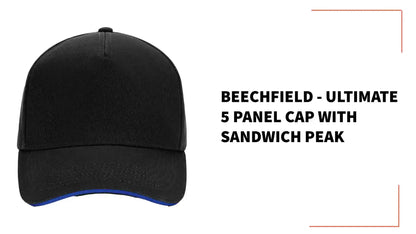 Beechfield - Ultimate 5 Panel Cap with Sandwich Peak - BB15C BK/RY ONE