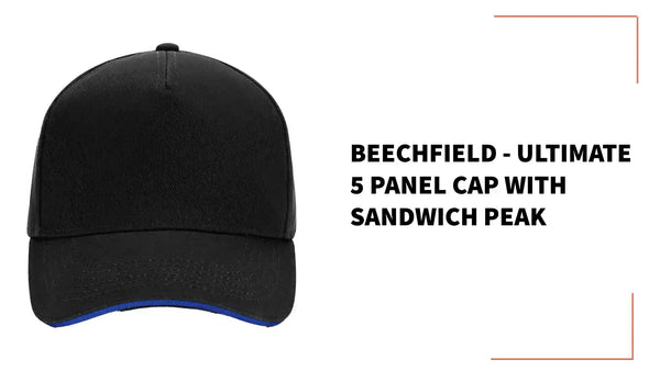 Beechfield - Ultimate 5 Panel Cap with Sandwich Peak - BB15C BK/RY ONE