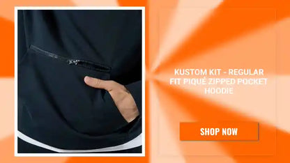 Kustom Kit - Regular Fit Piqu&eacute; Zipped Pocket Hoodie by@Outfy