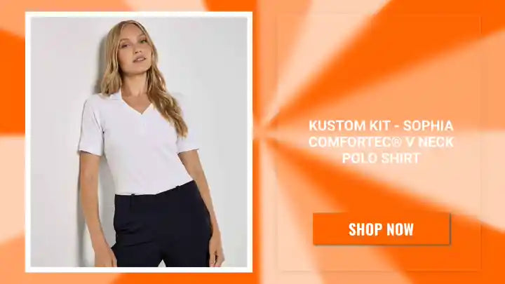 Kustom Kit - Sophia Comfortec&reg; V Neck Polo Shirt by@Outfy