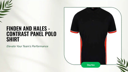 Finden and Hales - Contrast Panel Polo Shirt - LV355 BK/RD XS