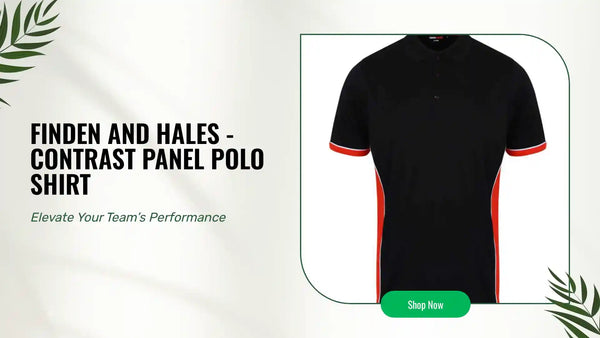 Finden and Hales - Contrast Panel Polo Shirt - LV355 BK/RD XS