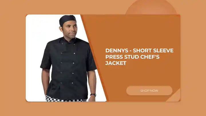 Dennys - Short Sleeve Press Stud Chef&#039;s Jacket by@Outfy
