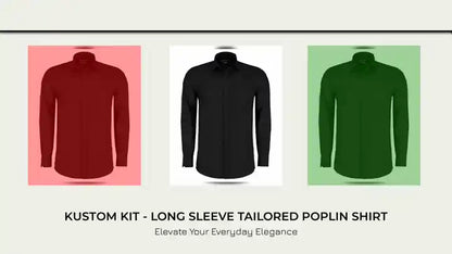 Kustom Kit - Long Sleeve Tailored Poplin Shirt by@Outfy