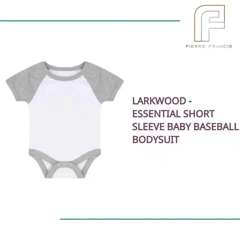 Larkwood - Essential Short Sleeve Baby Baseball Bodysuit - LW502T WH/HE 0-3