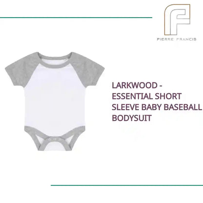 Larkwood - Essential Short Sleeve Baby Baseball Bodysuit - LW502T WH/HE 0-3