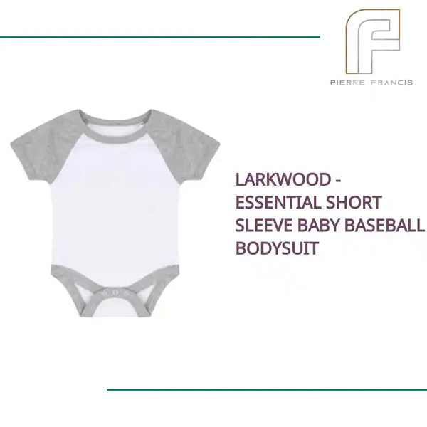Larkwood - Essential Short Sleeve Baby Baseball Bodysuit - LW502T WH/HE 0-3