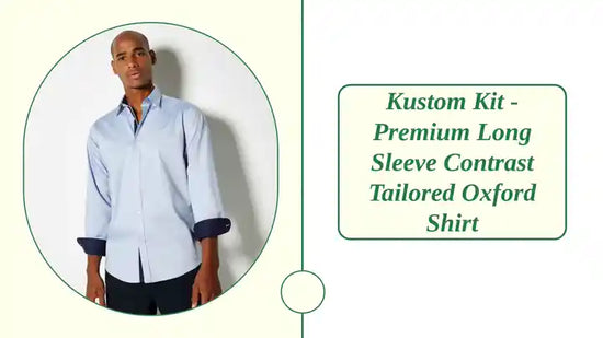 Kustom Kit - Premium Long Sleeve Contrast Tailored Oxford Shirt by@Outfy