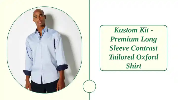 Kustom Kit - Premium Long Sleeve Contrast Tailored Oxford Shirt by@Outfy