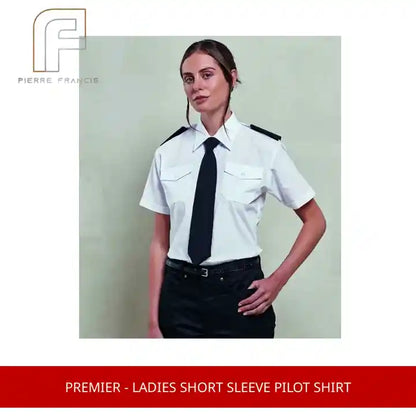 Premier - Ladies Short Sleeve Pilot Shirt by@Outfy