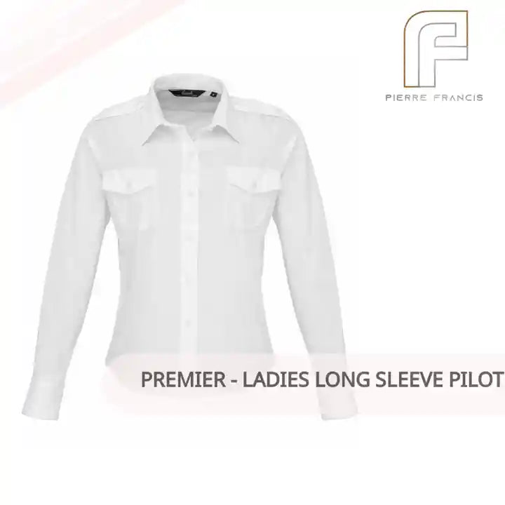 Premier - Ladies Long Sleeve Pilot Shirt by@Outfy