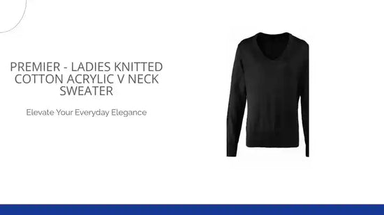Premier - Ladies Knitted Cotton Acrylic V Neck Sweater by@Outfy