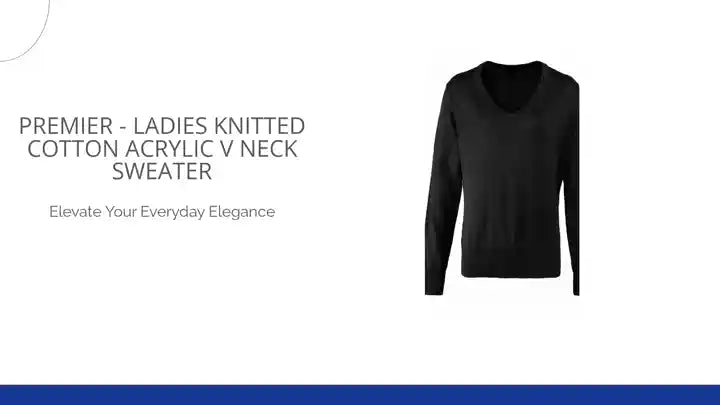 Premier - Ladies Knitted Cotton Acrylic V Neck Sweater by@Outfy