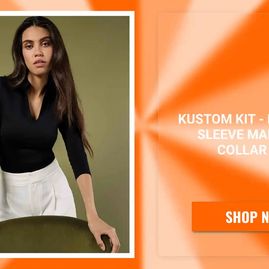 Kustom Kit - Ladies 3/4 Sleeve Mandarin Collar Top - K785 BLK 8/10