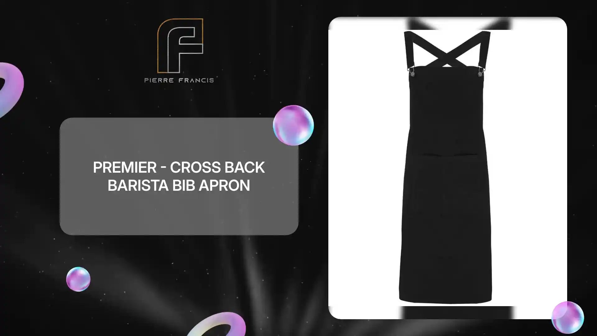 Premier - Cross Back Barista Bib Apron - PR129 BLK ONE