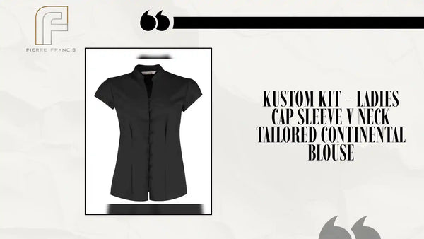 Kustom Kit - Ladies Cap Sleeve V Neck Tailored Continental Blouse - K727 BLK 8