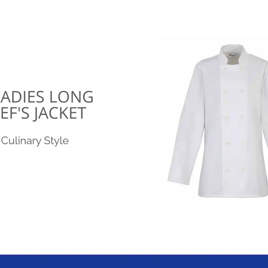 Premier - Ladies Long Sleeve Chef&#039;s Jacket by@Outfy