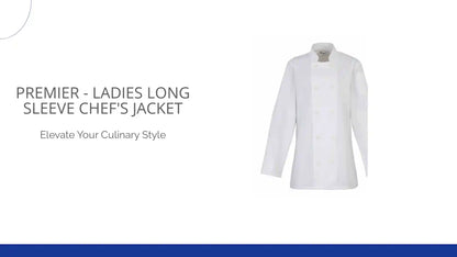 Premier - Ladies Long Sleeve Chef&#039;s Jacket by@Outfy