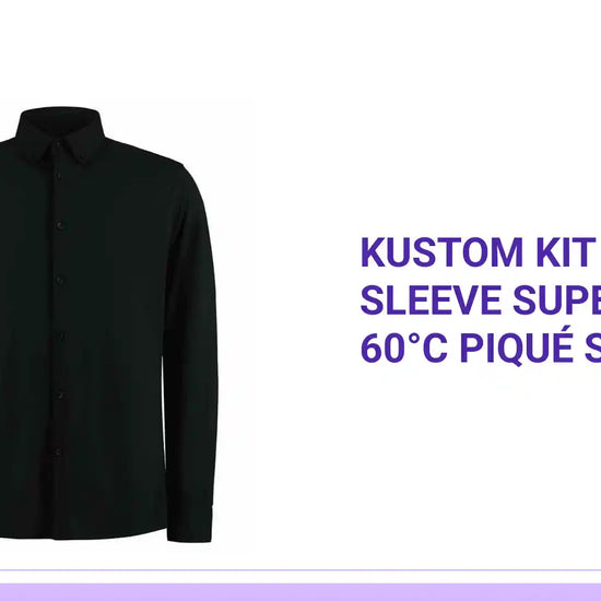 Kustom Kit - Long Sleeve Superwash&reg; 60&deg;C Piqu&eacute; Shirt by@Outfy