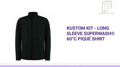 Kustom Kit - Long Sleeve Superwash&reg; 60&deg;C Piqu&eacute; Shirt by@Outfy