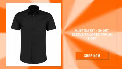Kustom Kit - Short Sleeve Tailored Poplin Shirt by@Outfy