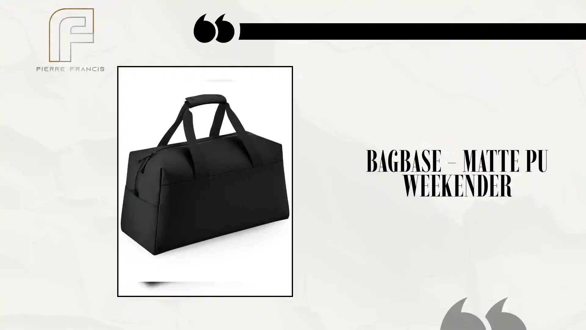 BagBase - Matte PU Weekender by@Outfy