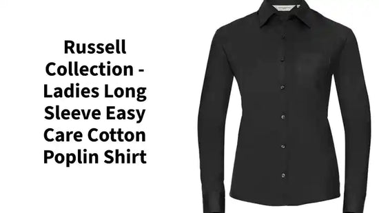 Russell Collection - Ladies Long Sleeve Easy Care Cotton Poplin Shirt by@Outfy