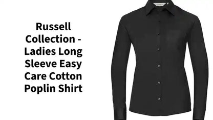 Russell Collection - Ladies Long Sleeve Easy Care Cotton Poplin Shirt by@Outfy