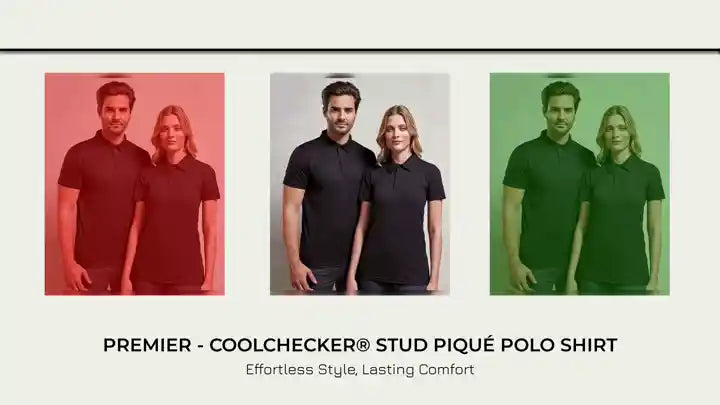 Premier - Coolchecker&reg; Stud Piqu&eacute; Polo Shirt by@Outfy