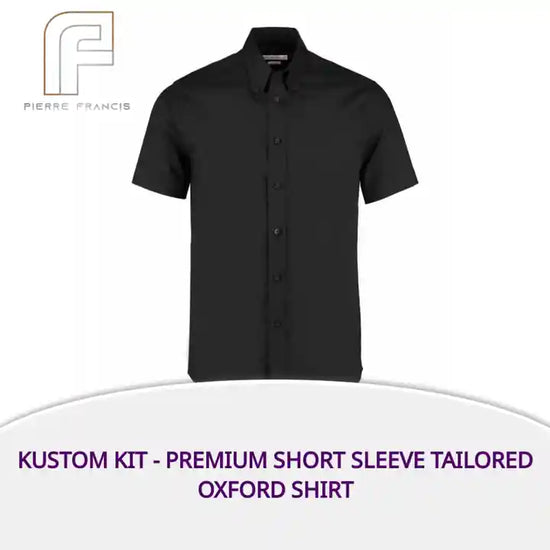 Kustom Kit - Premium Short Sleeve Tailored Oxford Shirt by@Outfy