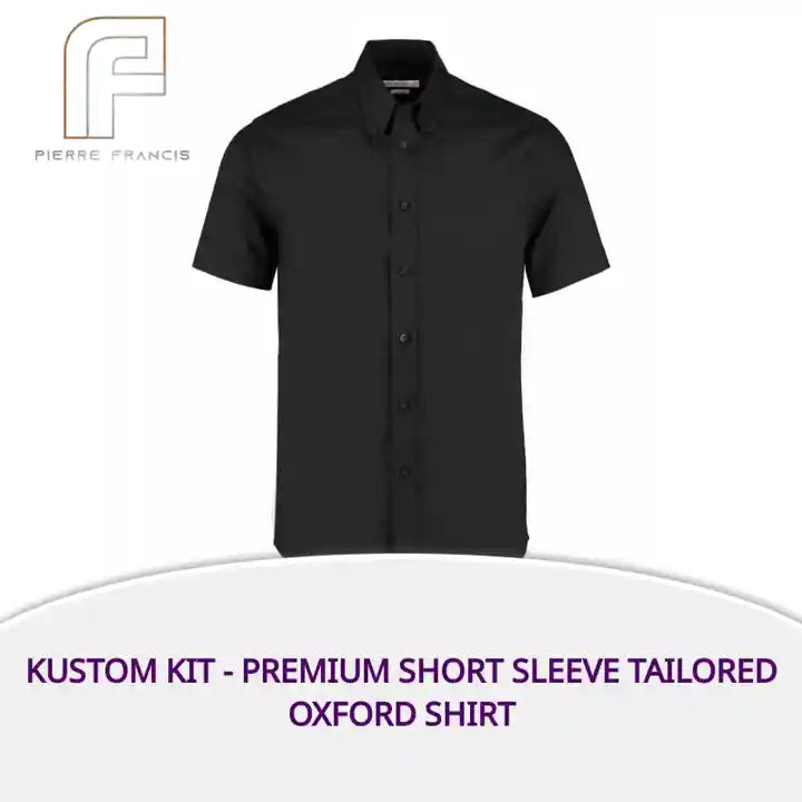Kustom Kit - Premium Short Sleeve Tailored Oxford Shirt by@Outfy