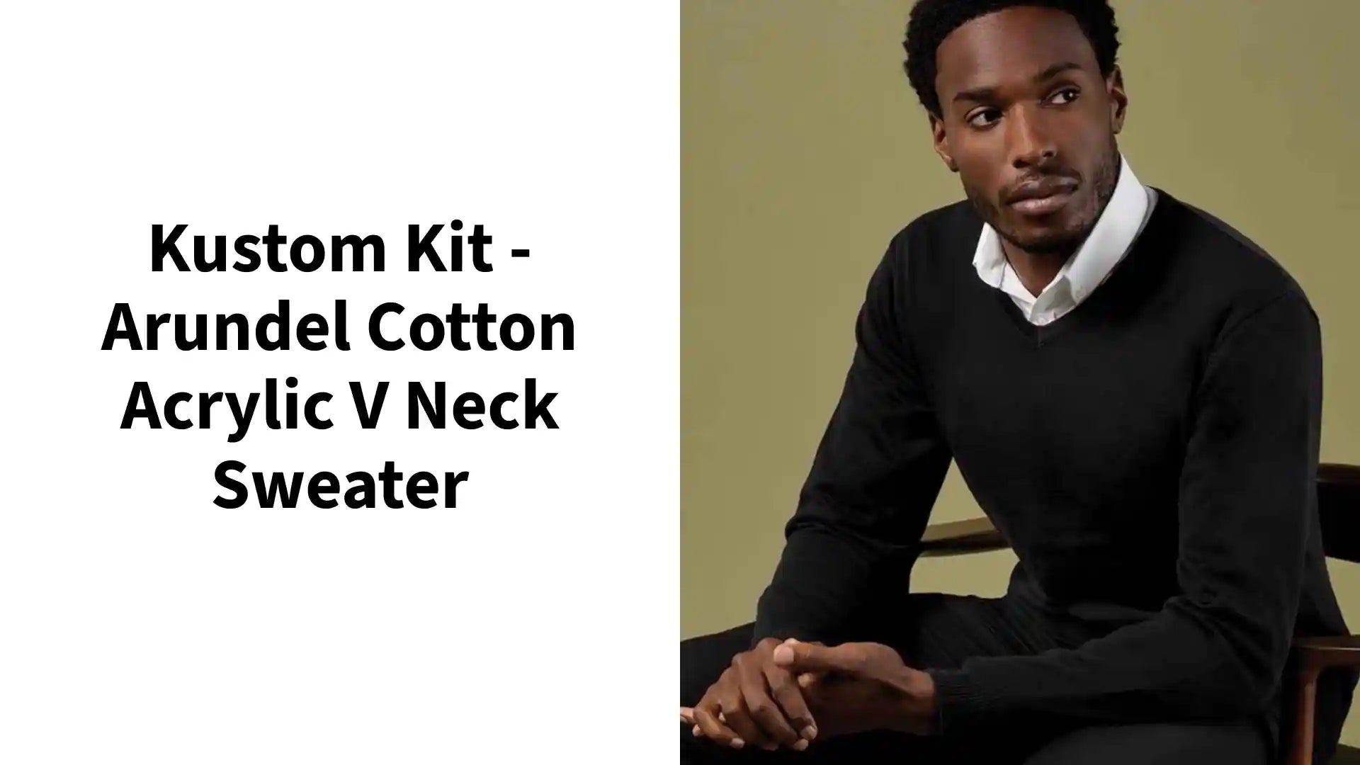 Kustom Kit - Arundel Cotton Acrylic V Neck Sweater - K352 BLK XXS