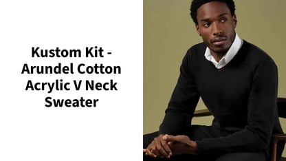 Kustom Kit - Arundel Cotton Acrylic V Neck Sweater - K352 BLK XXS