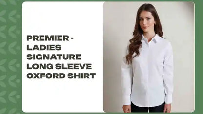 Premier - Ladies Signature Long Sleeve Oxford Shirt by@Outfy