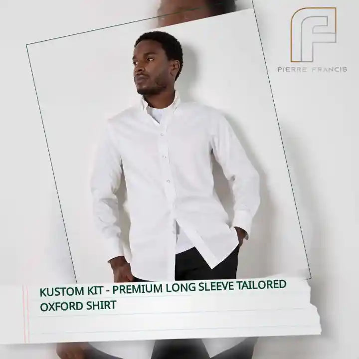 Kustom Kit - Premium Long Sleeve Tailored Oxford Shirt by@Outfy