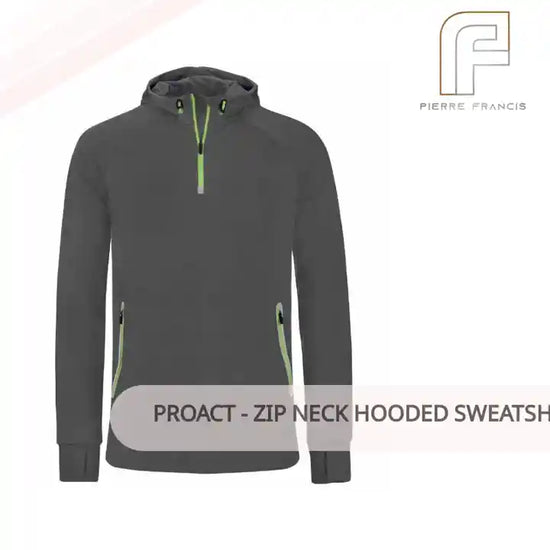 Proact - Zip Neck Hooded Sweatshirt by@Outfy