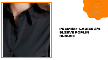 Premier - Ladies 3/4 Sleeve Poplin Blouse by@Outfy