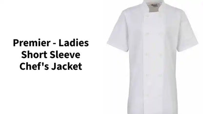 Premier - Ladies Short Sleeve Chef&#039;s Jacket by@Outfy