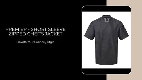 Premier - Short Sleeve Zipped Chef&#039;s Jacket by@Outfy