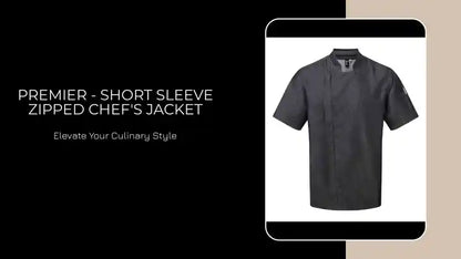Premier - Short Sleeve Zipped Chef&#039;s Jacket by@Outfy