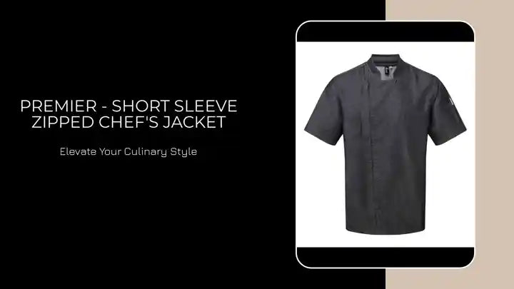 Premier - Short Sleeve Zipped Chef&#039;s Jacket by@Outfy
