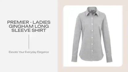 Premier - Ladies Gingham Long Sleeve Shirt by@Outfy