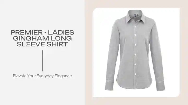 Premier - Ladies Gingham Long Sleeve Shirt by@Outfy