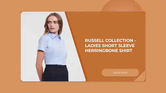 Russell Collection - Ladies Short Sleeve Herringbone Shirt by@Outfy