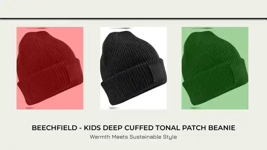 Beechfield - Kids Deep Cuffed Tonal Patch Beanie by@Outfy