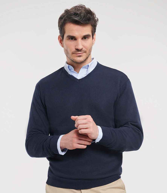 Russell Collection - Cotton Acrylic V Neck Sweater - Pierre Francis