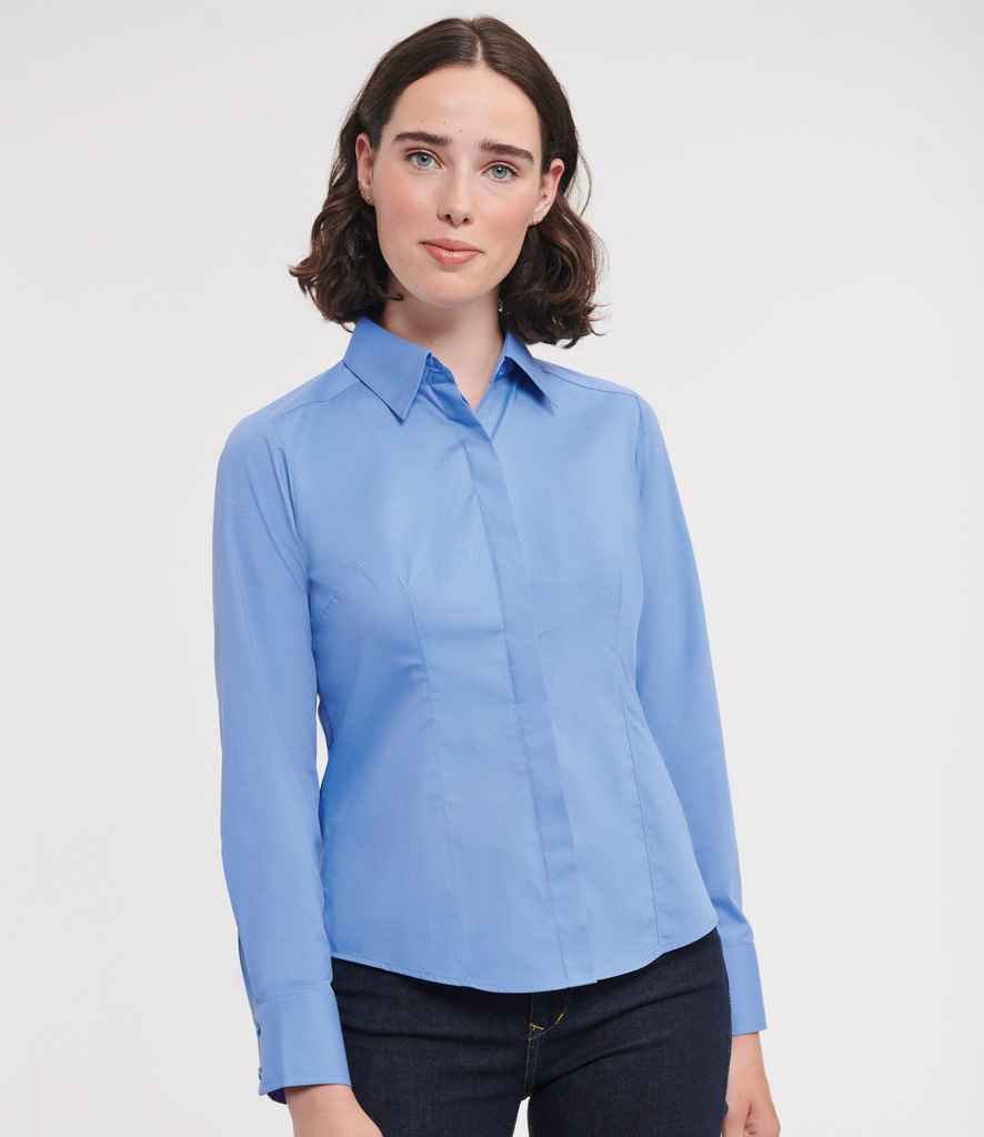 Russell Collection - Ladies Long Sleeve Fitted Poplin Shirt - Pierre Francis