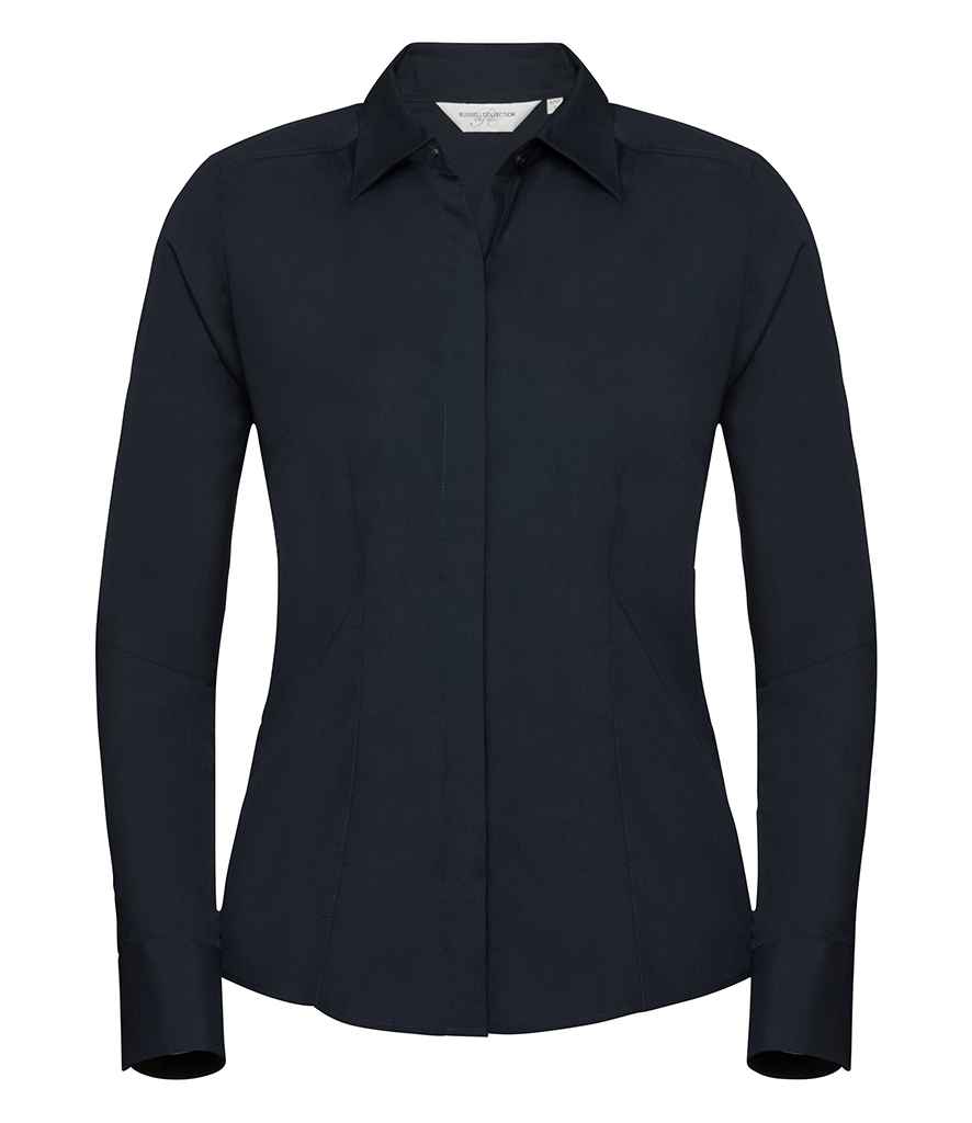 Russell Collection - Ladies Long Sleeve Fitted Poplin Shirt - Pierre Francis